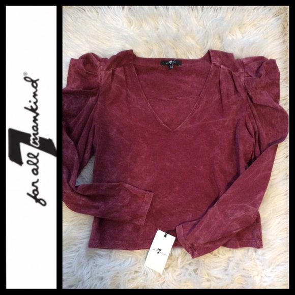 NWT 7FAM Puff-Shoulder Tie Dye Top - Picture 3 of 9